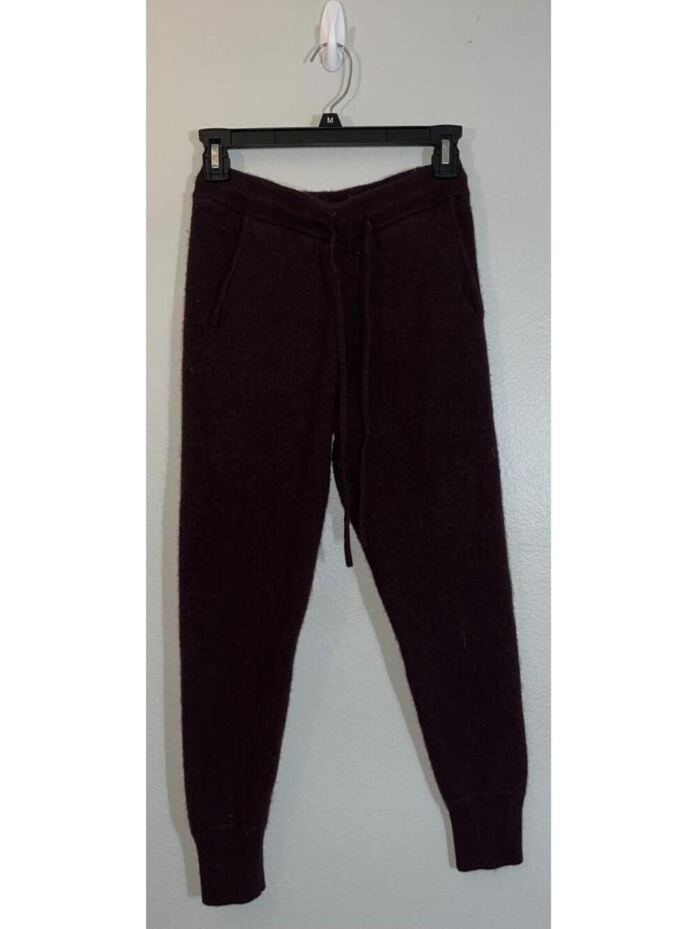 Theory Women's Wool Cashmere Relaxed Track Pant Burgundy Size P
